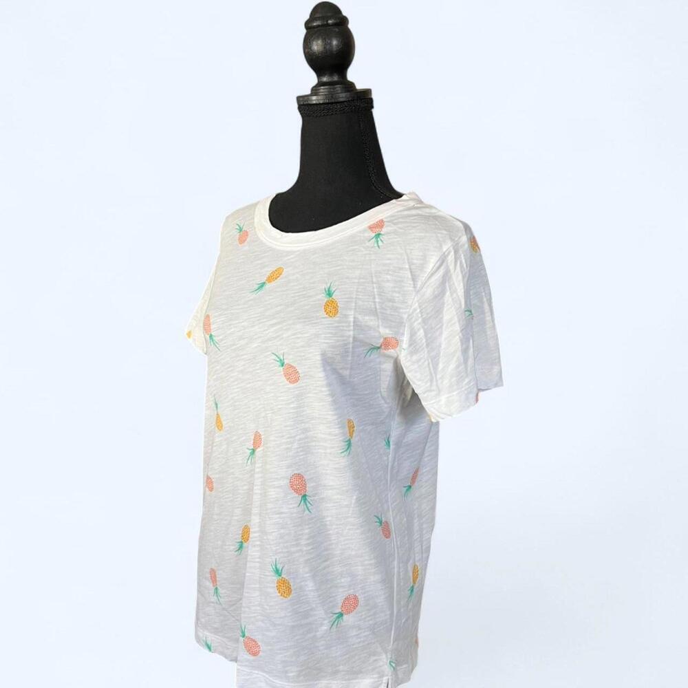 LOFT summer pineapple 100% cotton print t-shirt Size Small - Picture 5 of 7
